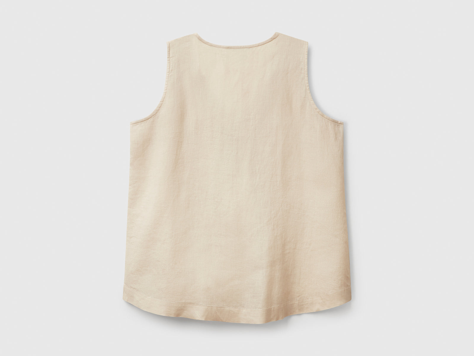 Blusa smanicata in puro lino da donna beige 2 | Benetton Outlet