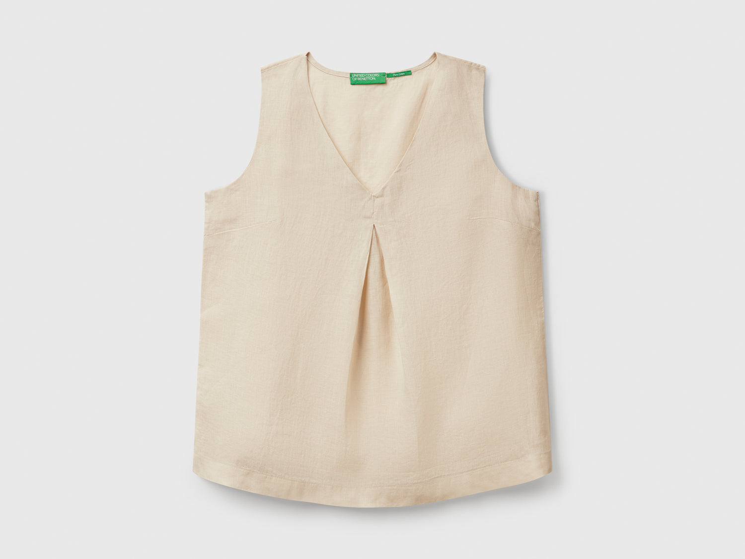Blusa smanicata in puro lino da donna beige | Benetton Outlet