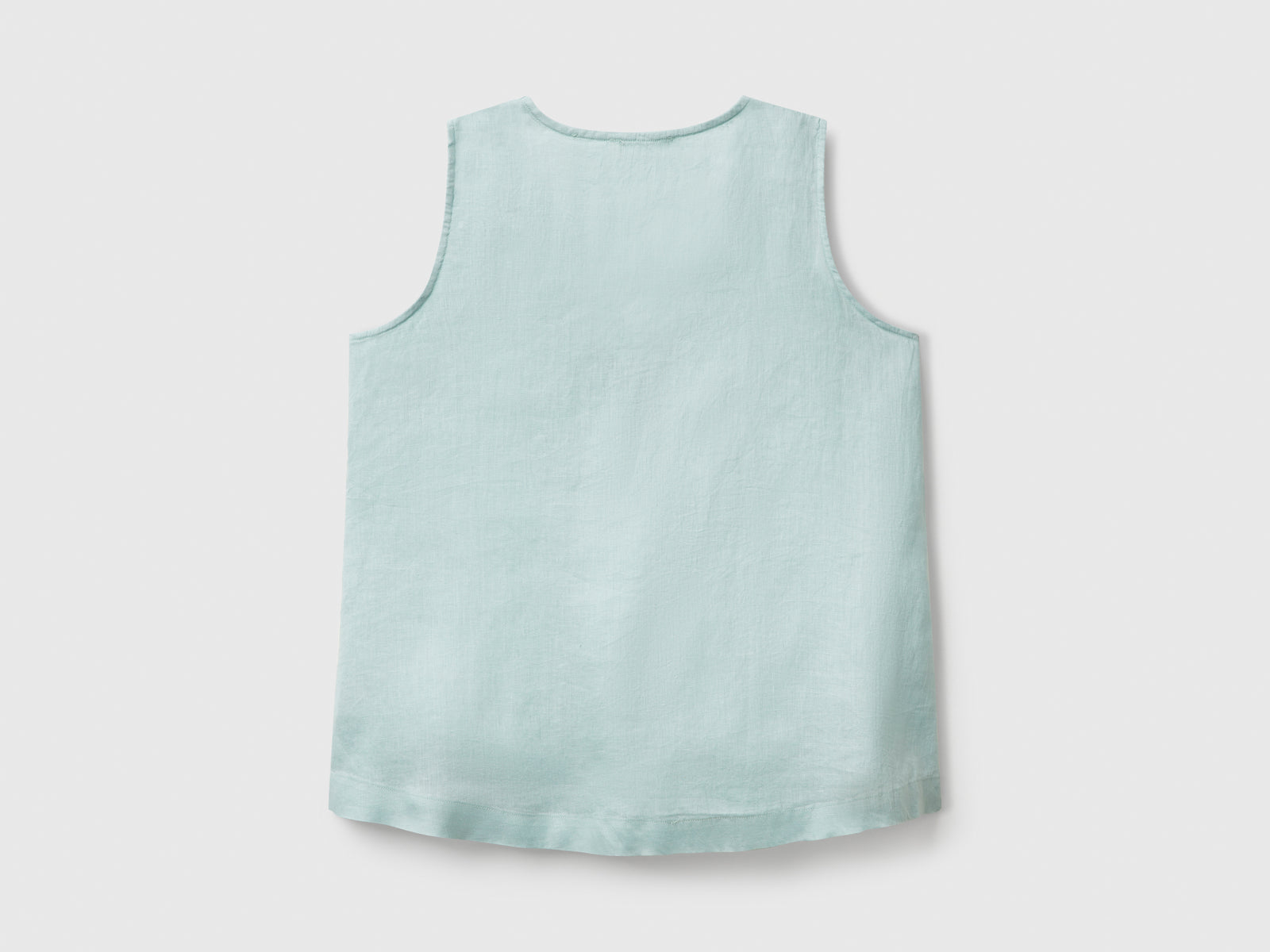 Blusa smanicata in puro lino da donna verde acqua 2 | Benetton Outlet
