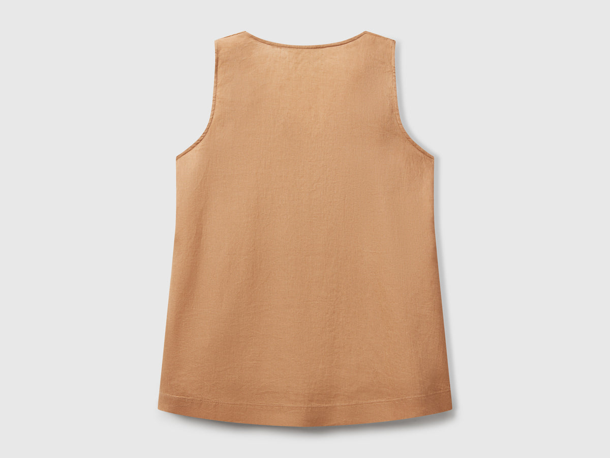 Blusa smanicata in puro lino