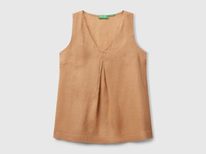 Blusa smanicata in puro lino