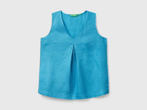 Blusa smanicata in puro lino