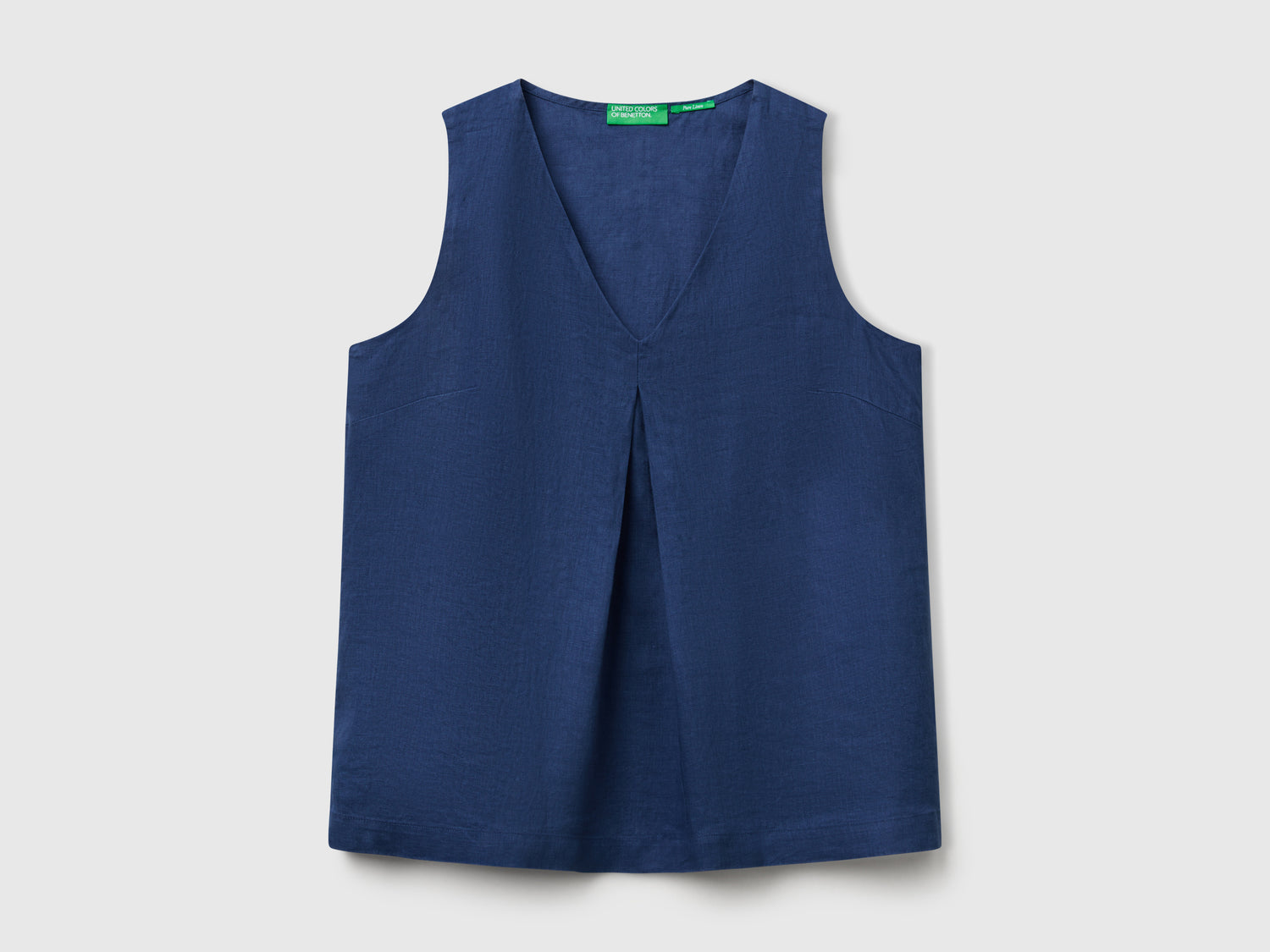 Blusa smanicata in puro lino da donna avio | Benetton Outlet