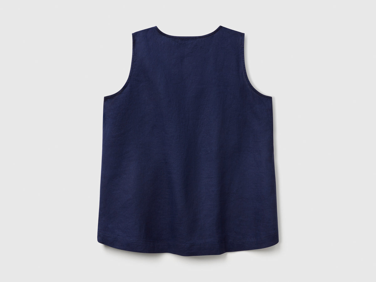 Blusa smanicata in puro lino