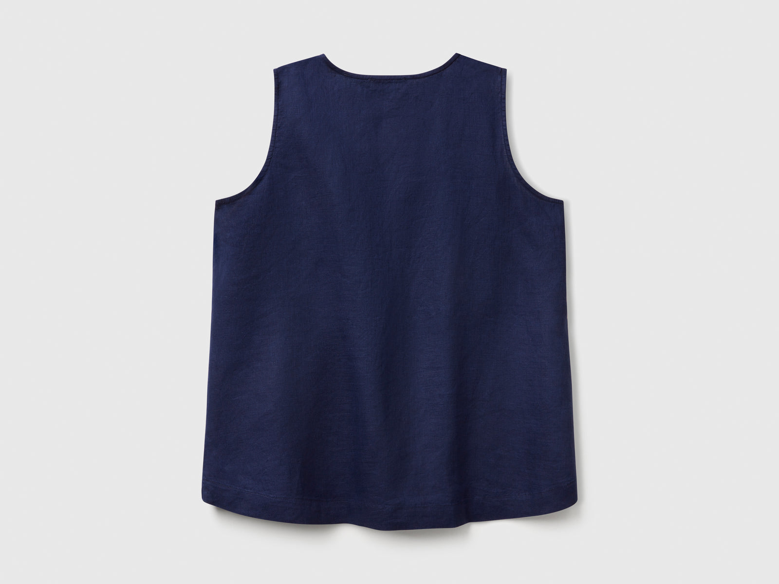 Blusa smanicata in puro lino da donna blu scuro 2 | Benetton Outlet
