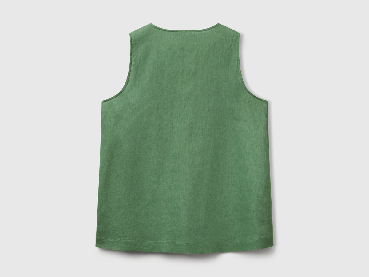 Blusa smanicata in puro lino