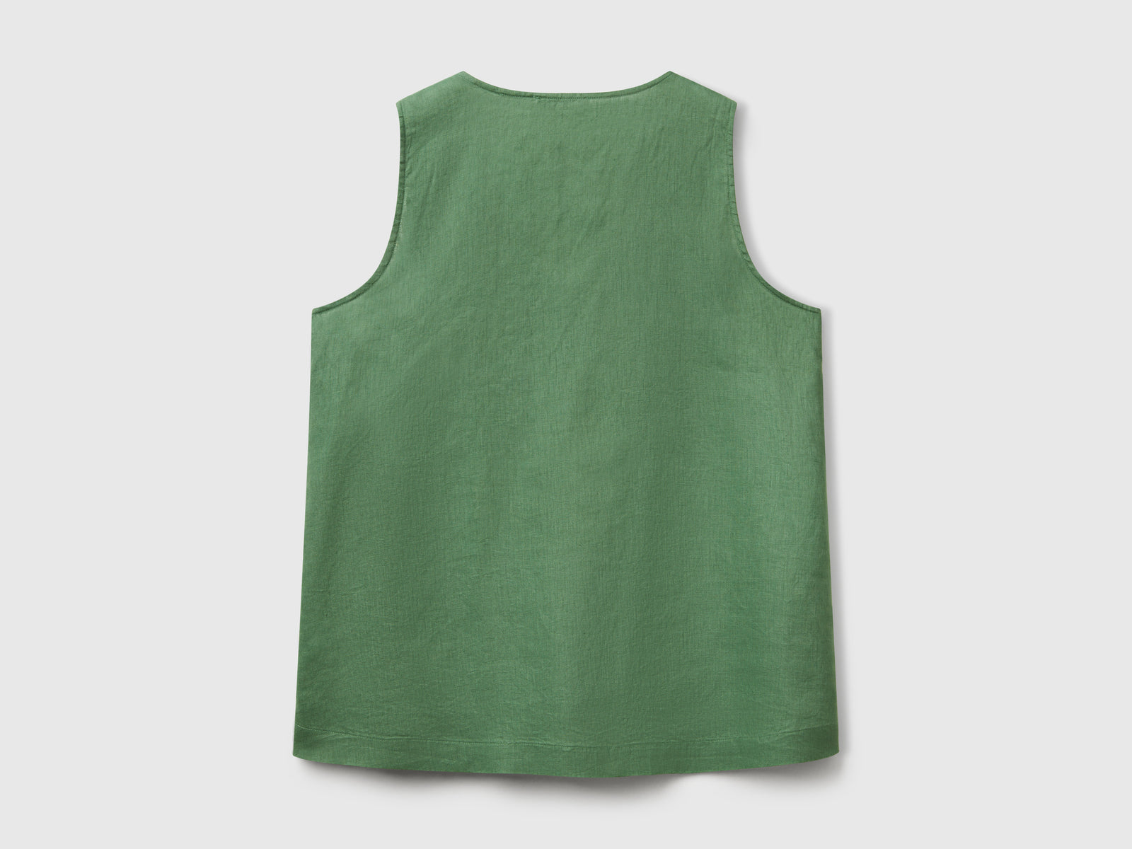 Blusa smanicata in puro lino da donna verde 2 | Benetton Outlet
