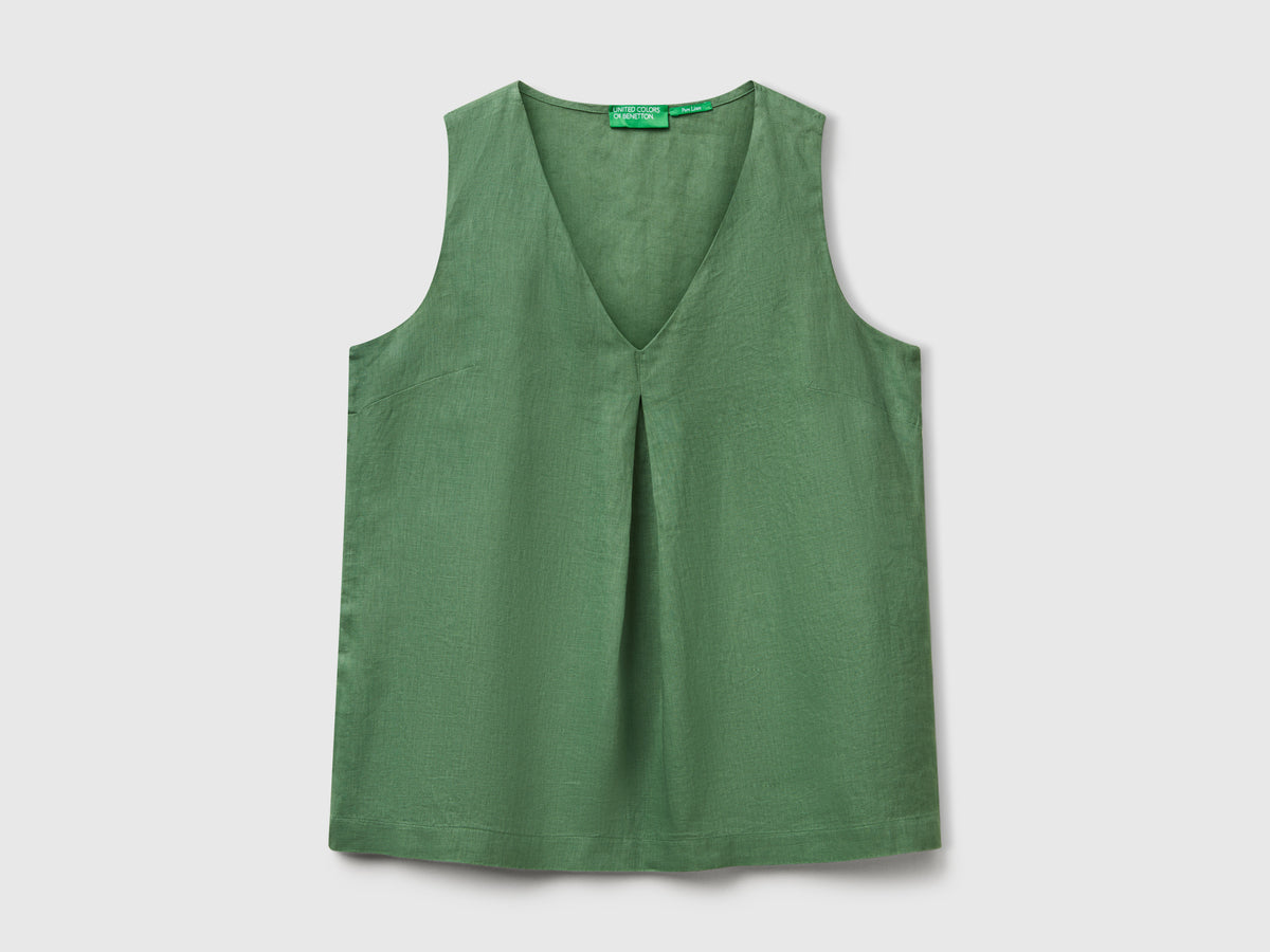 Blusa smanicata in puro lino