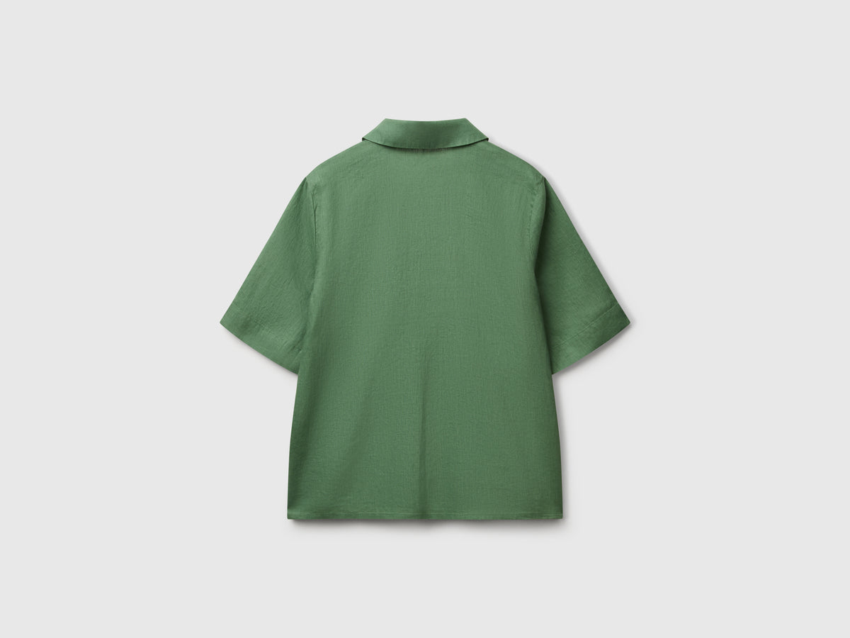 Blusa manica corta in puro lino