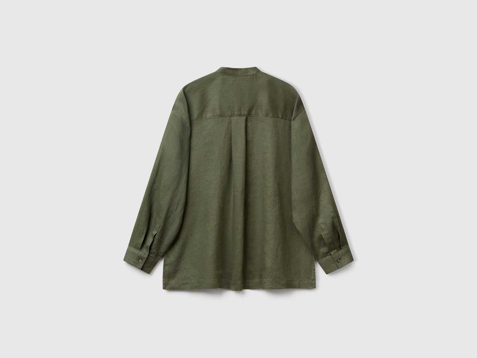 Camicia over in puro lino da donna verde militare 2 | Benetton Outlet