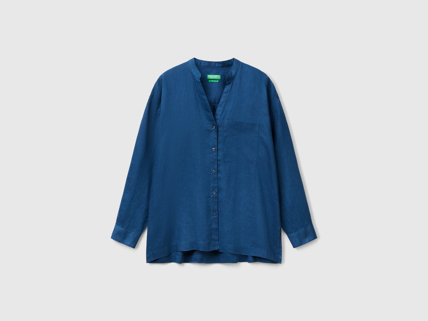 Camicia over in puro lino da donna avio | Benetton Outlet