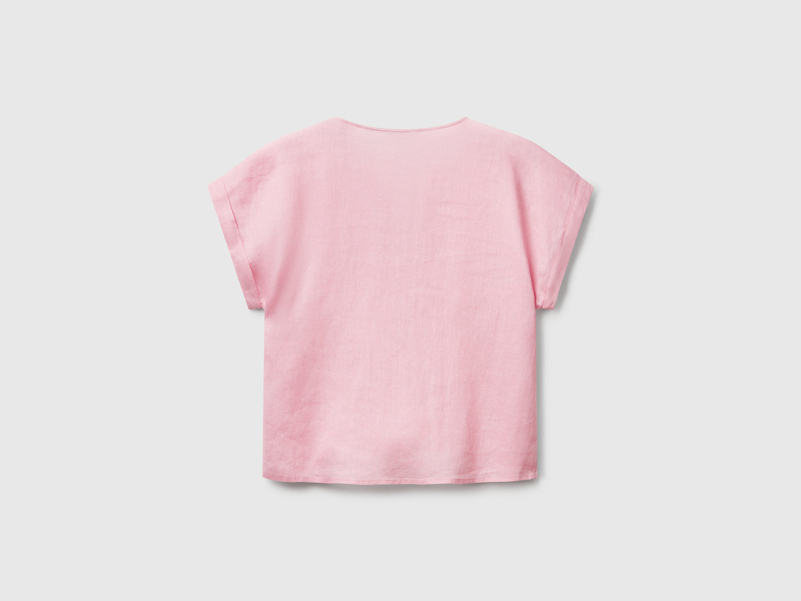Blusa in puro lino da donna rosa pastello 2 | Benetton Outlet