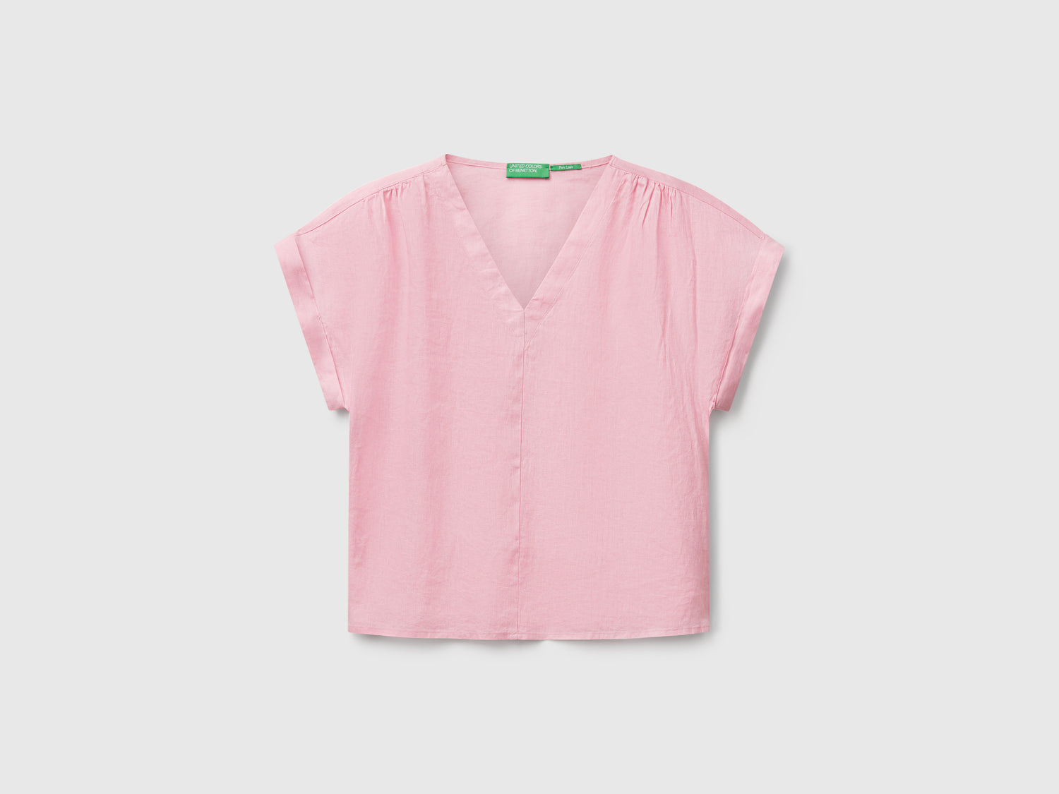 Blusa in puro lino da donna rosa pastello | Benetton Outlet