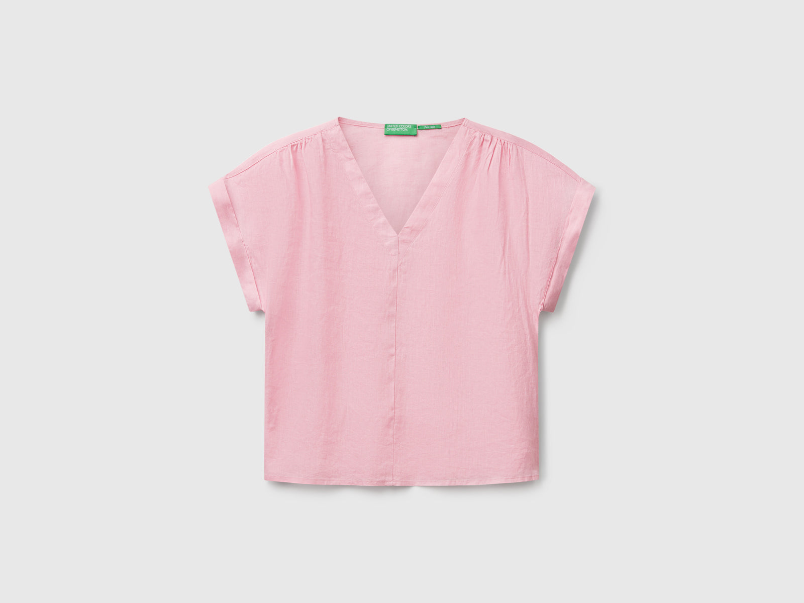 Blusa in puro lino da donna rosa pastello | Benetton Outlet