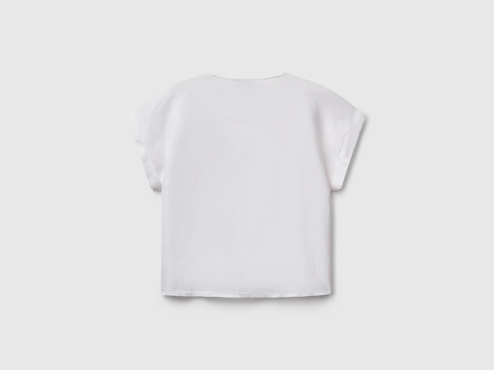 Blusa in puro lino da donna bianco 2 | Benetton Outlet