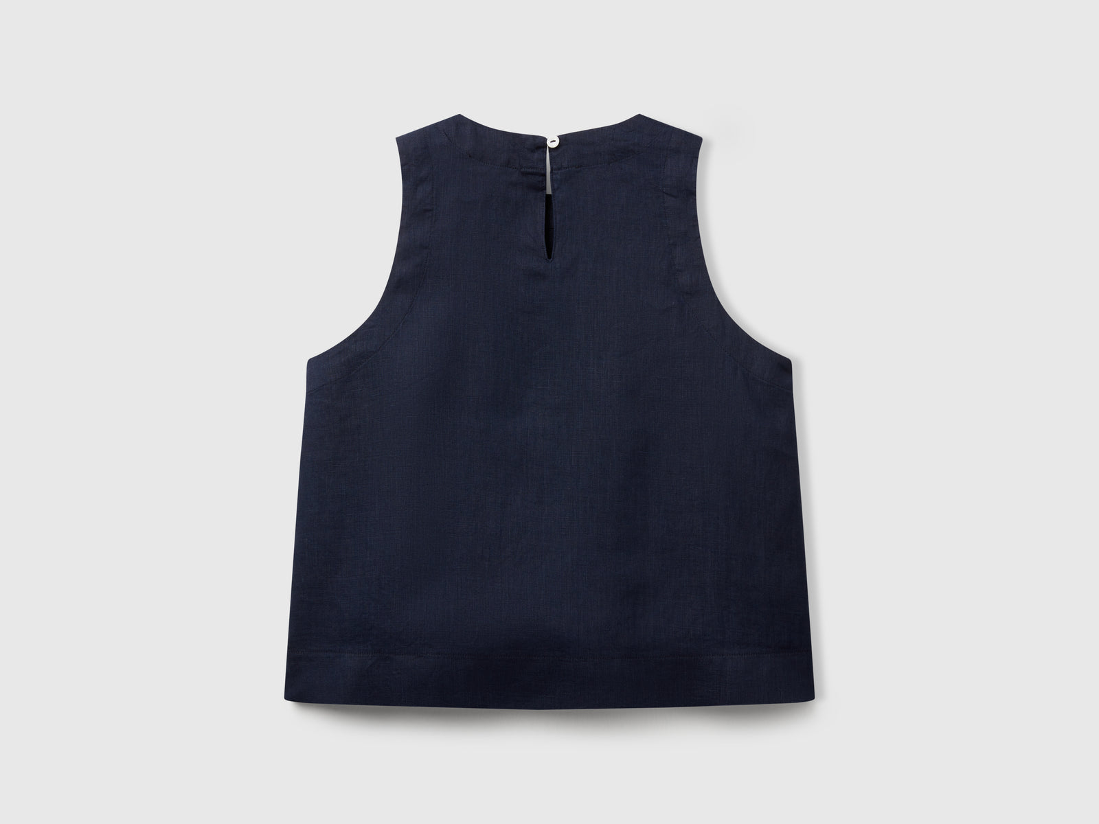 Sleeveless top in pure linen da donna blu scuro 2 | Benetton Outlet