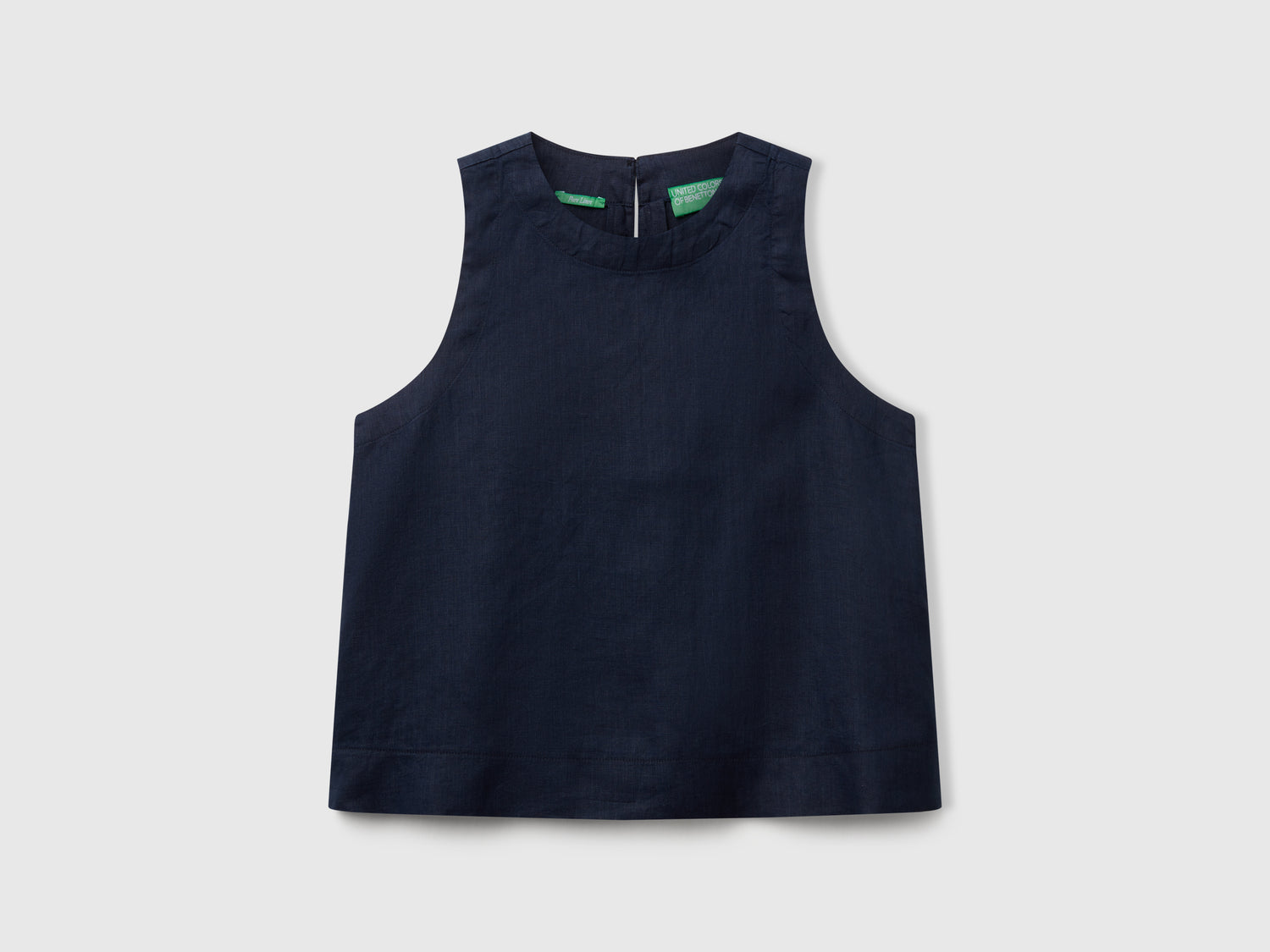 Sleeveless top in pure linen da donna blu scuro | Benetton Outlet