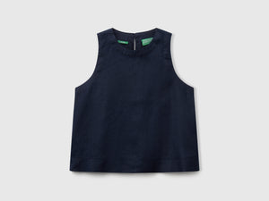 Sleeveless top in pure linen
