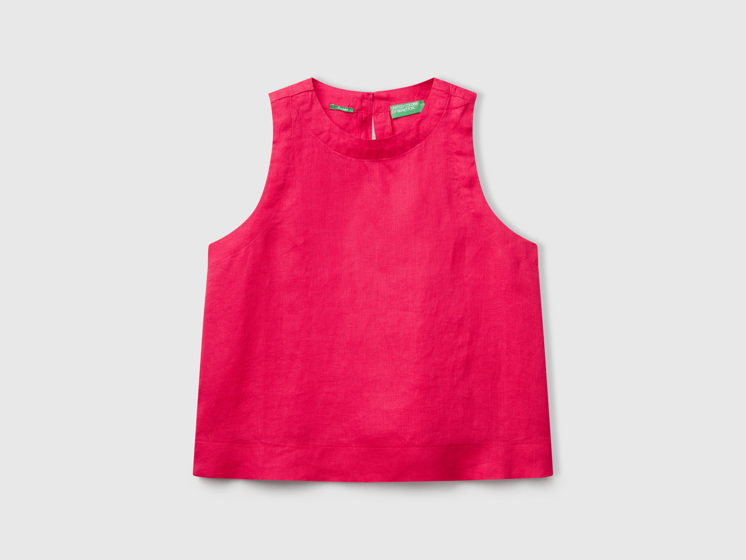 Top smanicato in puro lino da donna fucsia | Benetton Outlet