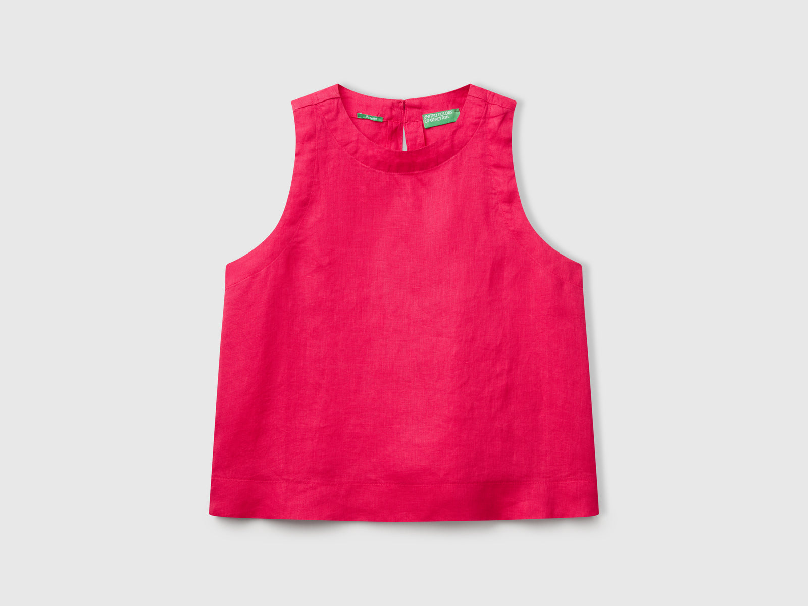 Top smanicato in puro lino da donna fucsia | Benetton Outlet