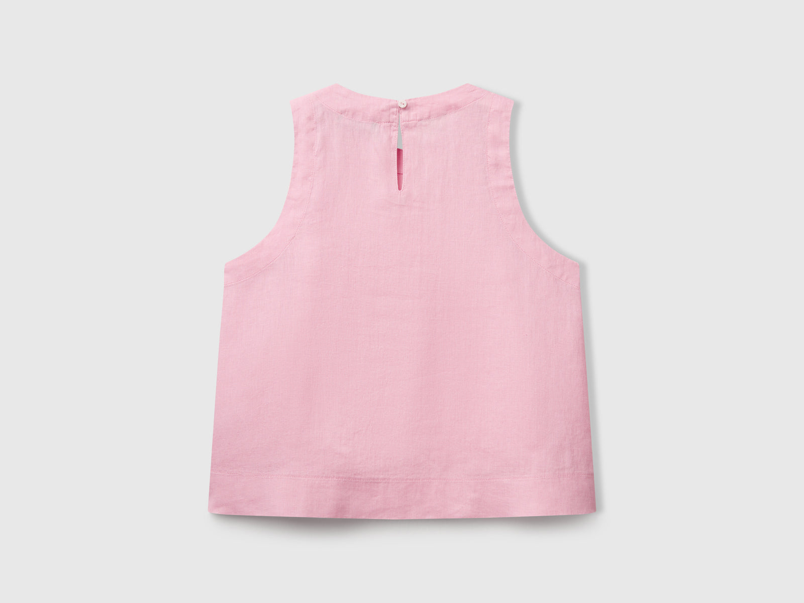 Top smanicato in puro lino da donna rosa pastello 2 | Benetton Outlet