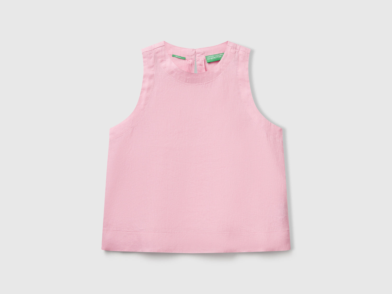 Top smanicato in puro lino da donna rosa pastello | Benetton Outlet