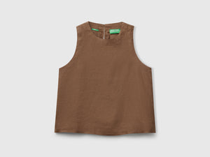 Sleeveless top in pure linen