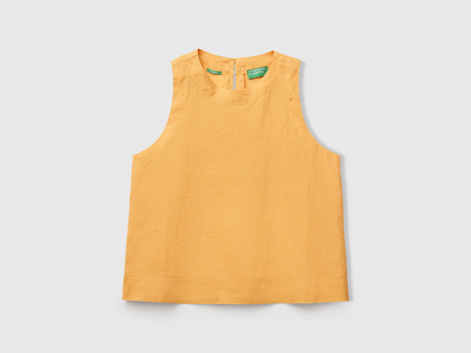 Sleeveless top in pure linen da donna senape | Benetton Outlet