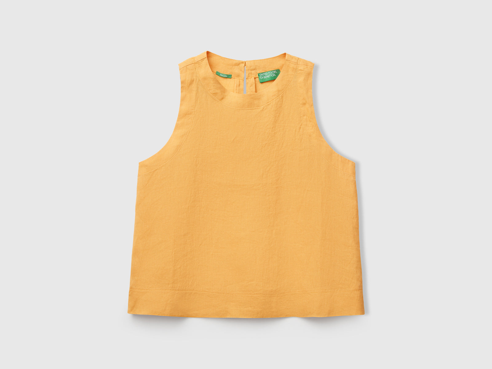 Sleeveless top in pure linen da donna senape | Benetton Outlet