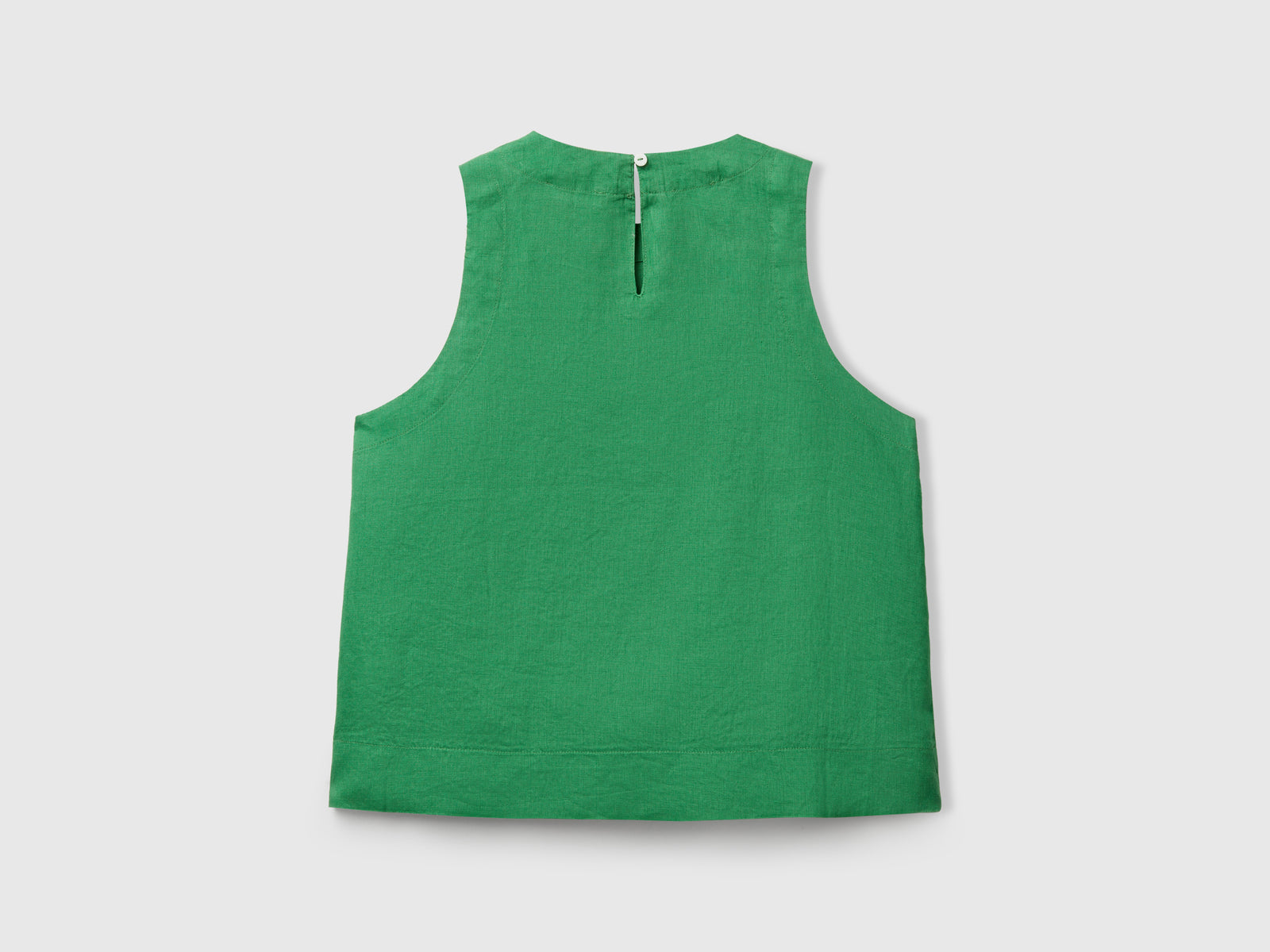 Top smanicato in puro lino da donna verde 2 | Benetton Outlet