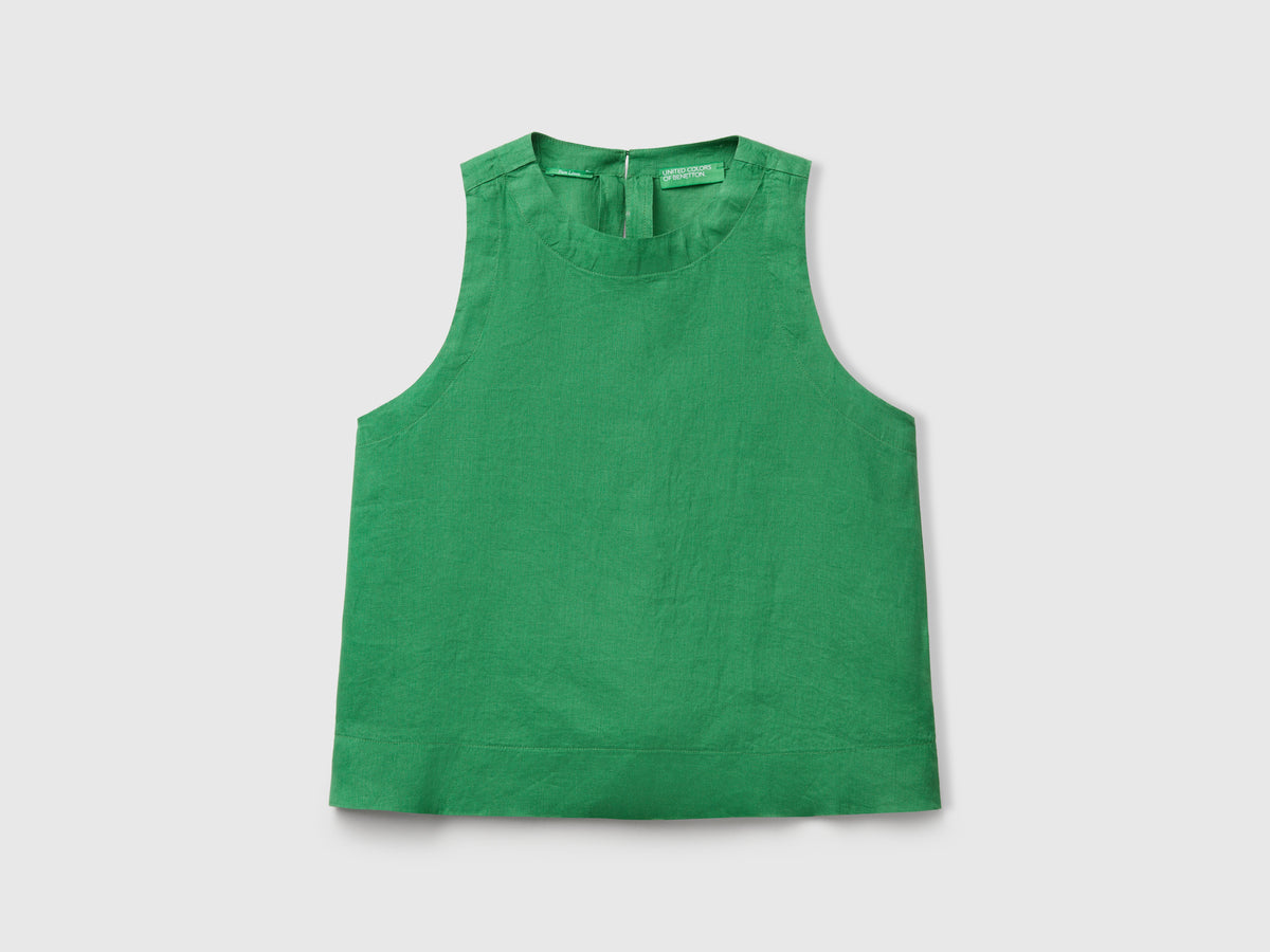Top smanicato in puro lino