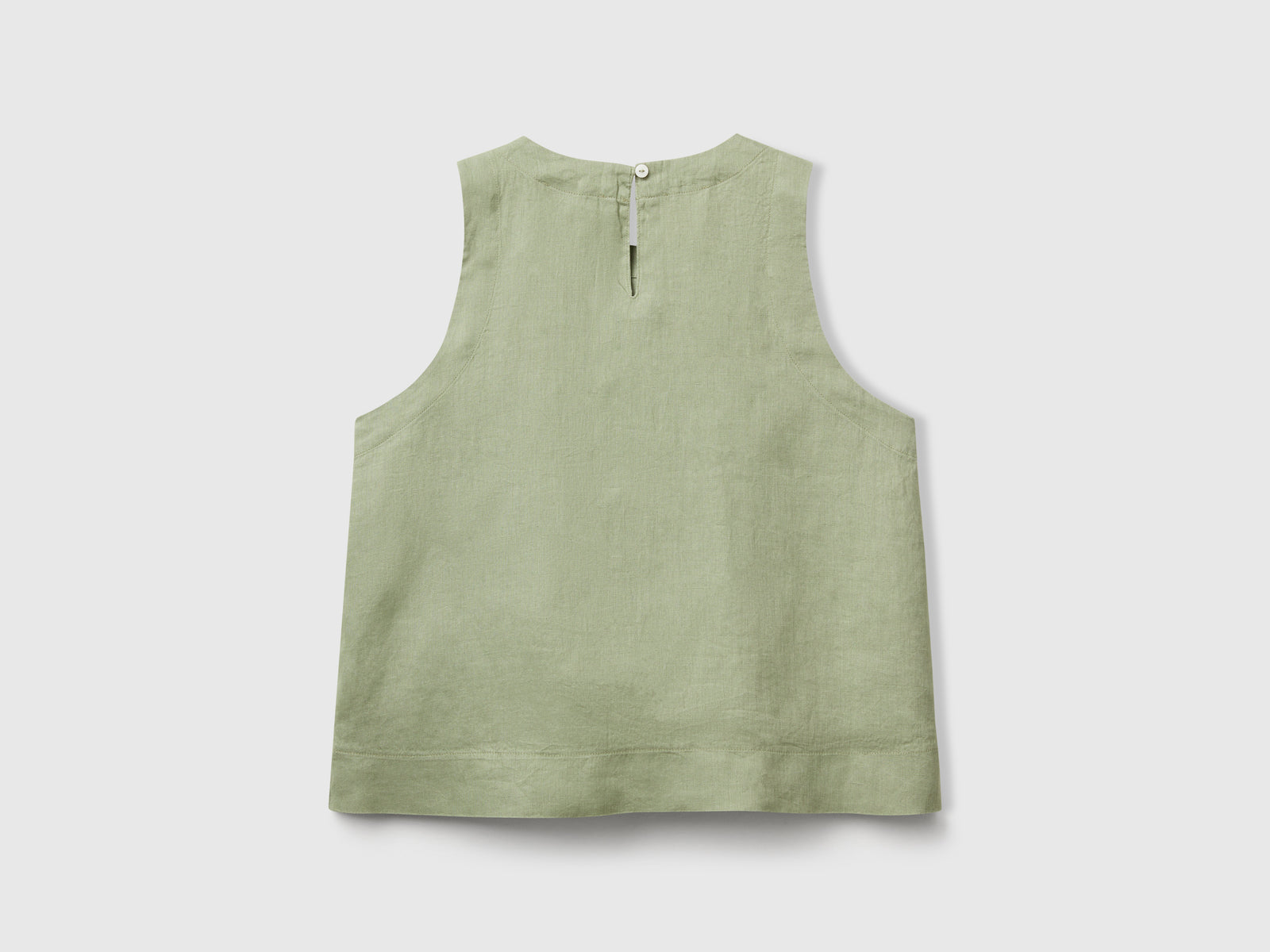 Top smanicato in puro lino da donna verde oliva 2 | Benetton Outlet
