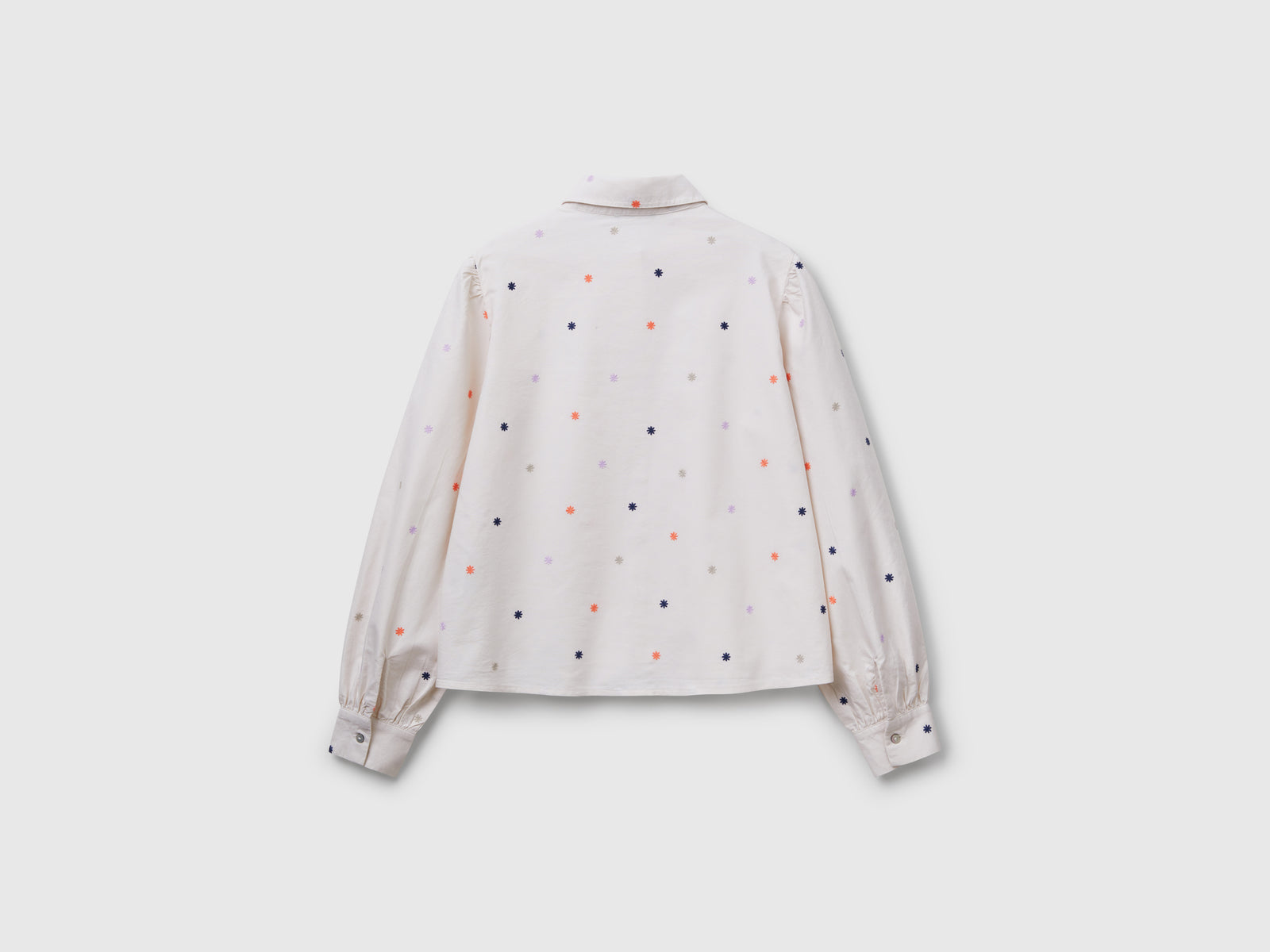 Camicia con ricamo fiori da donna bianco panna 2 | Benetton Outlet