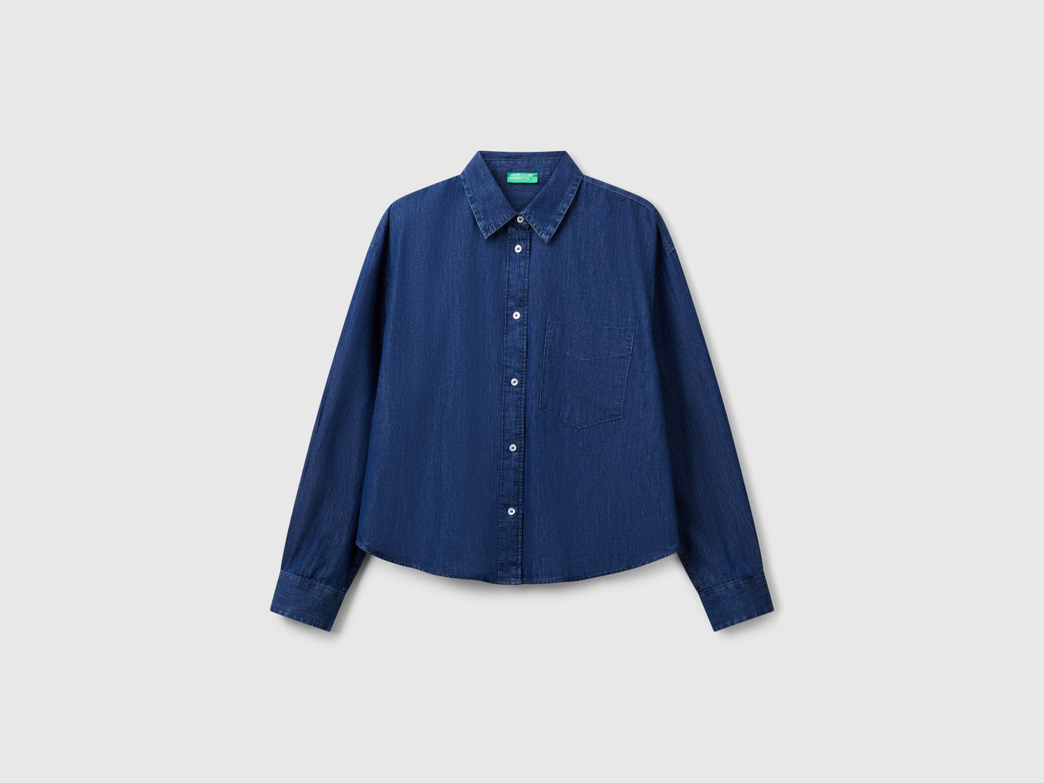 Camicia cropped in chambray da donna blu scuro | Benetton Outlet