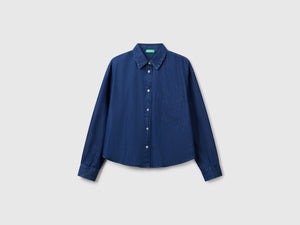 Camicia cropped in chambray