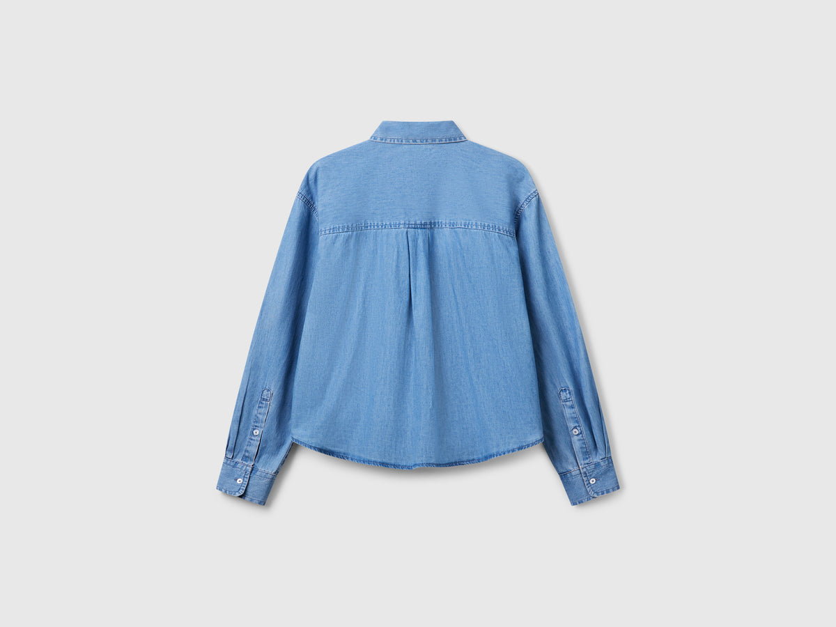 Camicia cropped in chambray