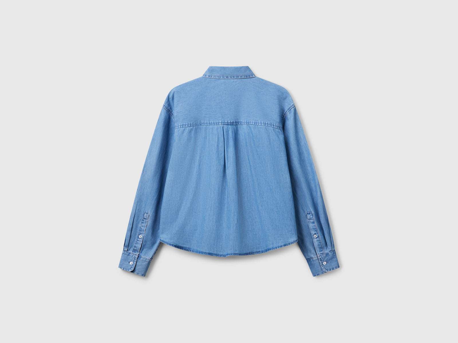 Camicia cropped in chambray da donna blu 2 | Benetton Outlet