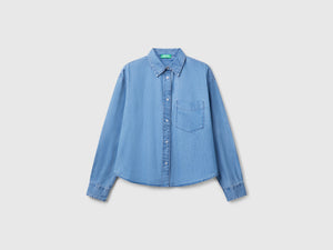 Camicia cropped in chambray