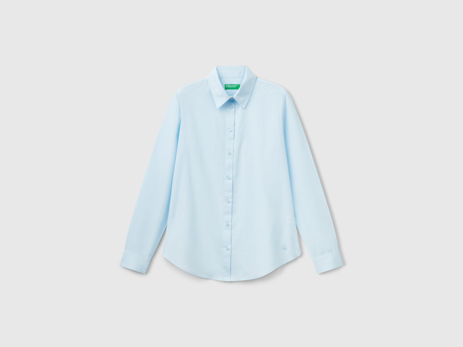 Camicia regular fit in cotone da donna celeste | Benetton Outlet