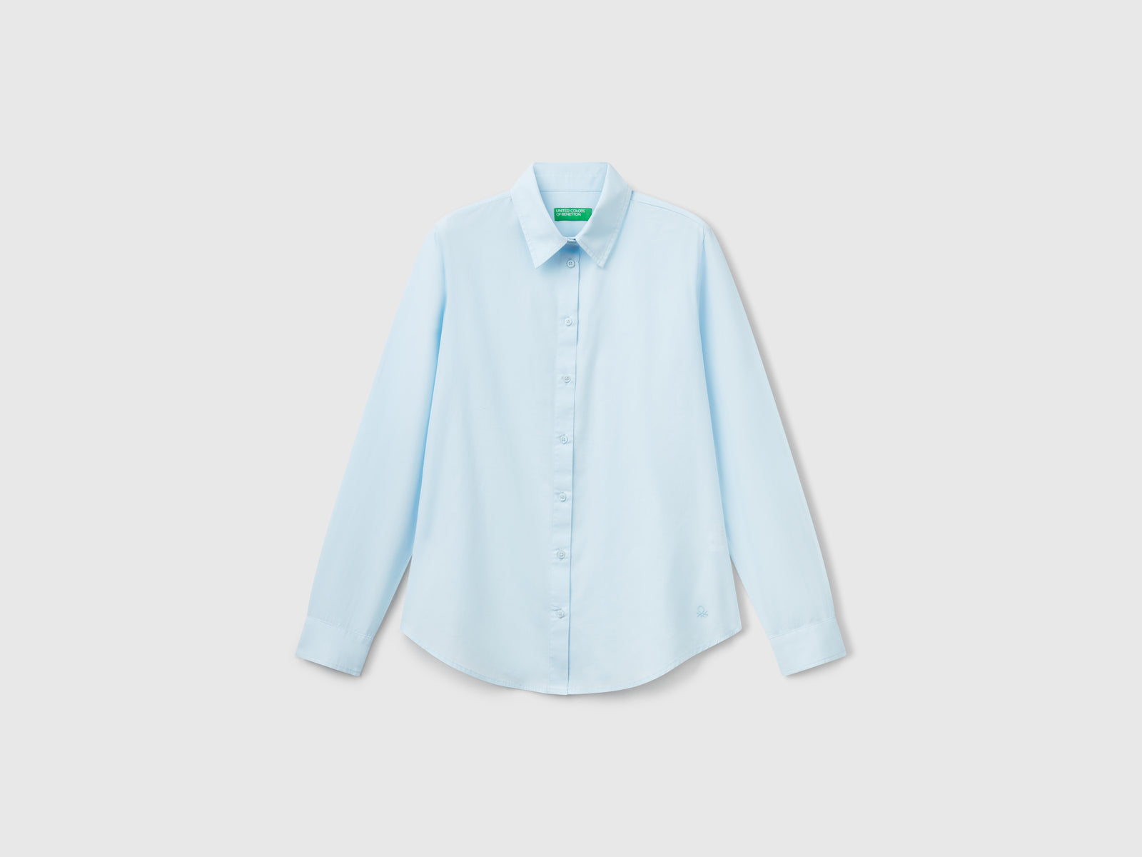 Camicia regular fit in cotone da donna celeste | Benetton Outlet