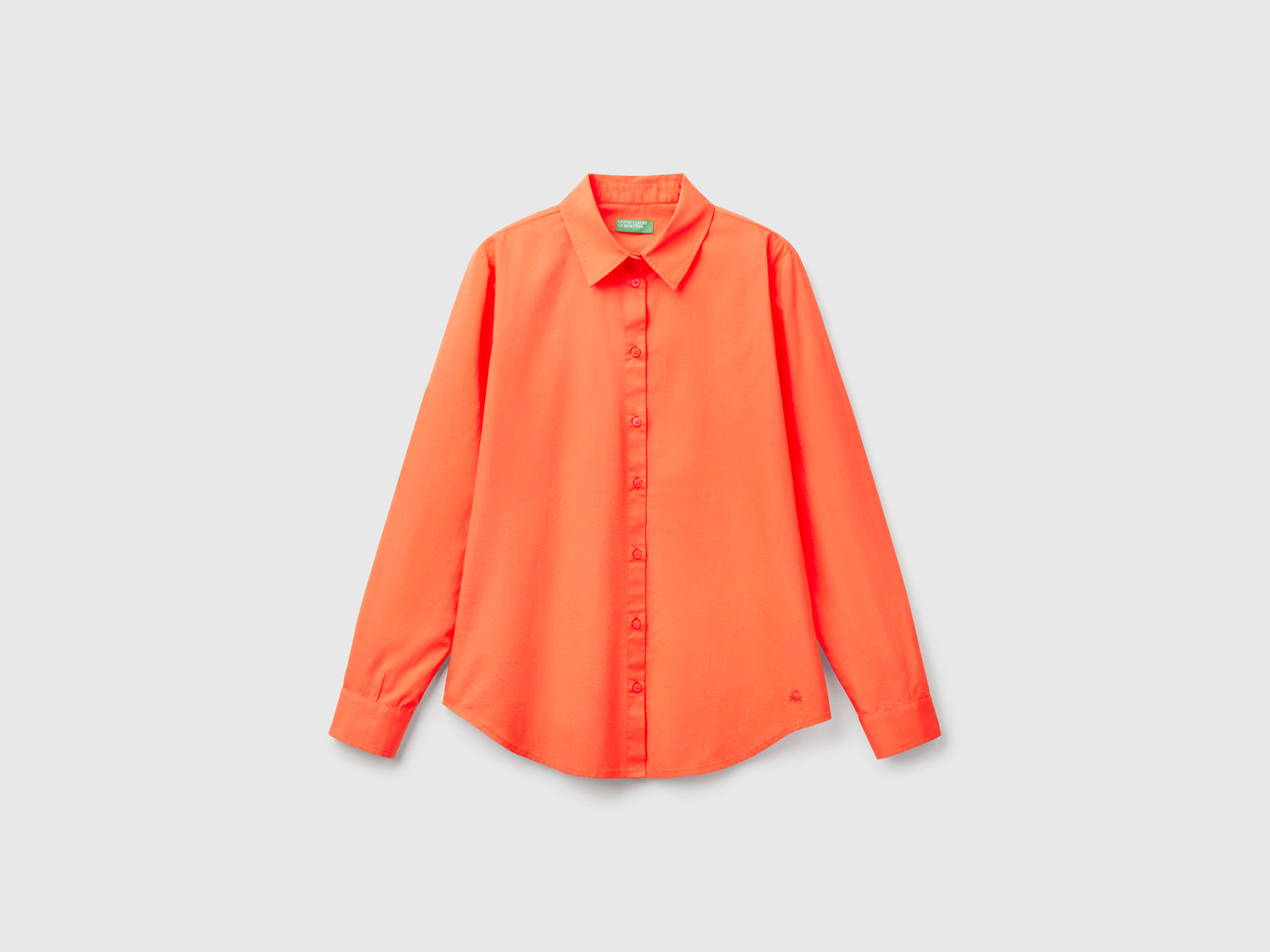 Camisa de algodón de corte regular da donna arancione | Benetton Outlet