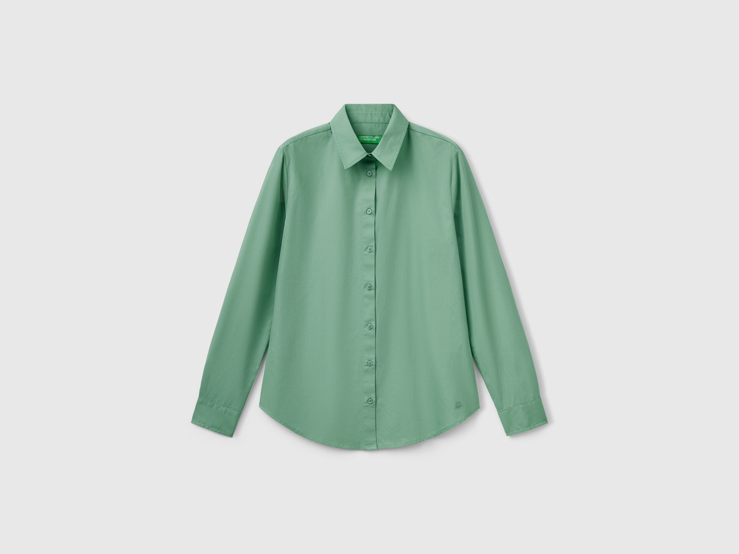 Camicia regular fit in cotone da donna verde | Benetton Outlet