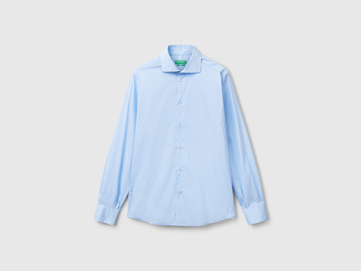 Camicia fantasia slim fit da uomo celeste | Benetton Outlet