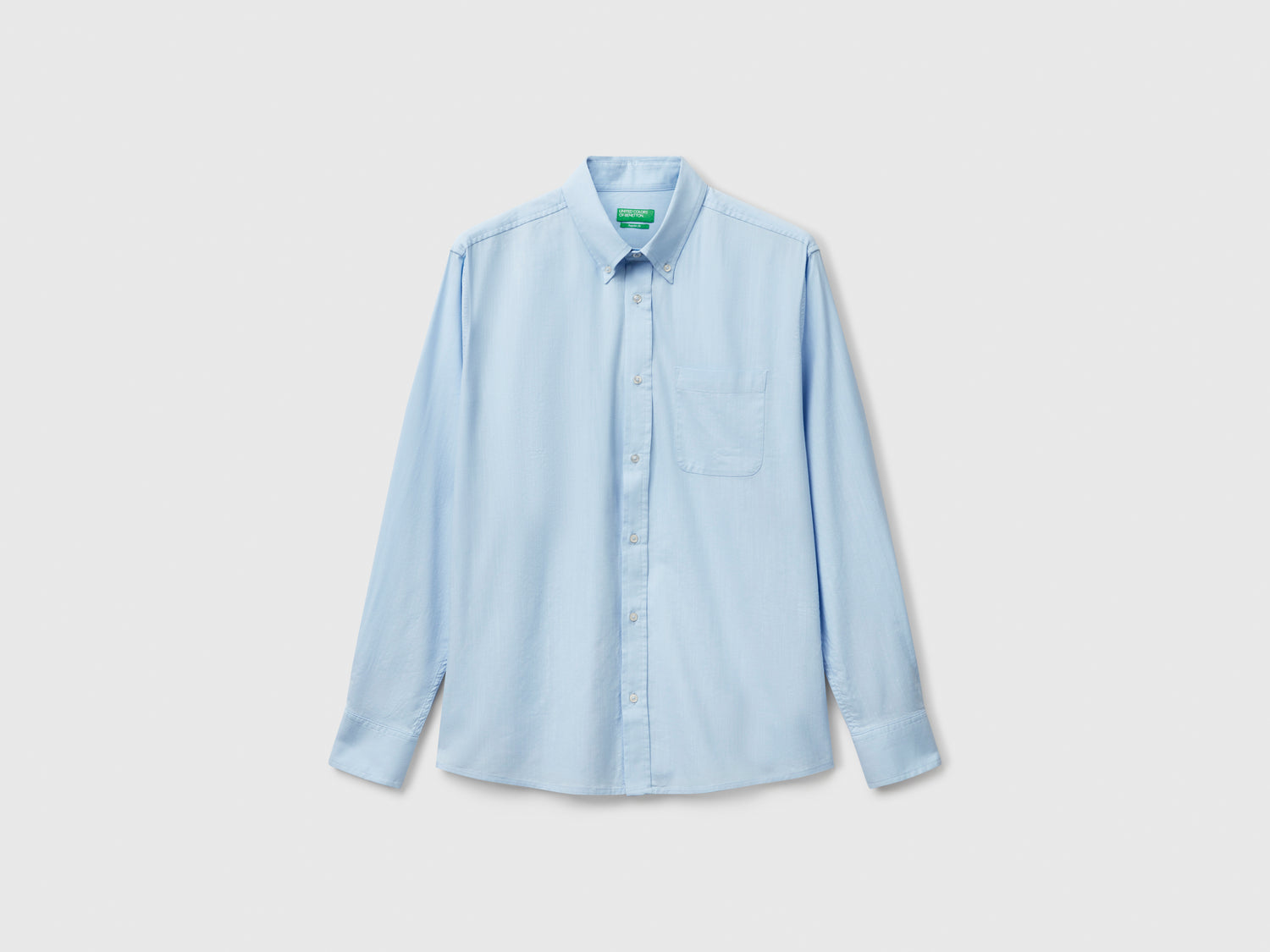 Camicia regular fit button-down da uomo azzurro | Benetton Outlet