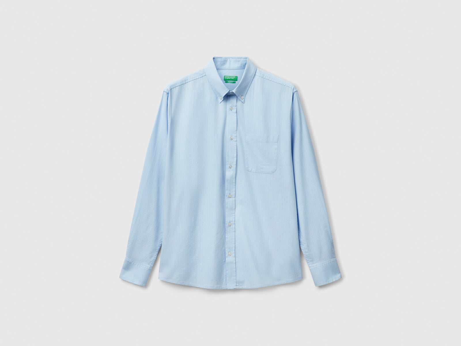 Camicia regular fit button-down da uomo azzurro | Benetton Outlet