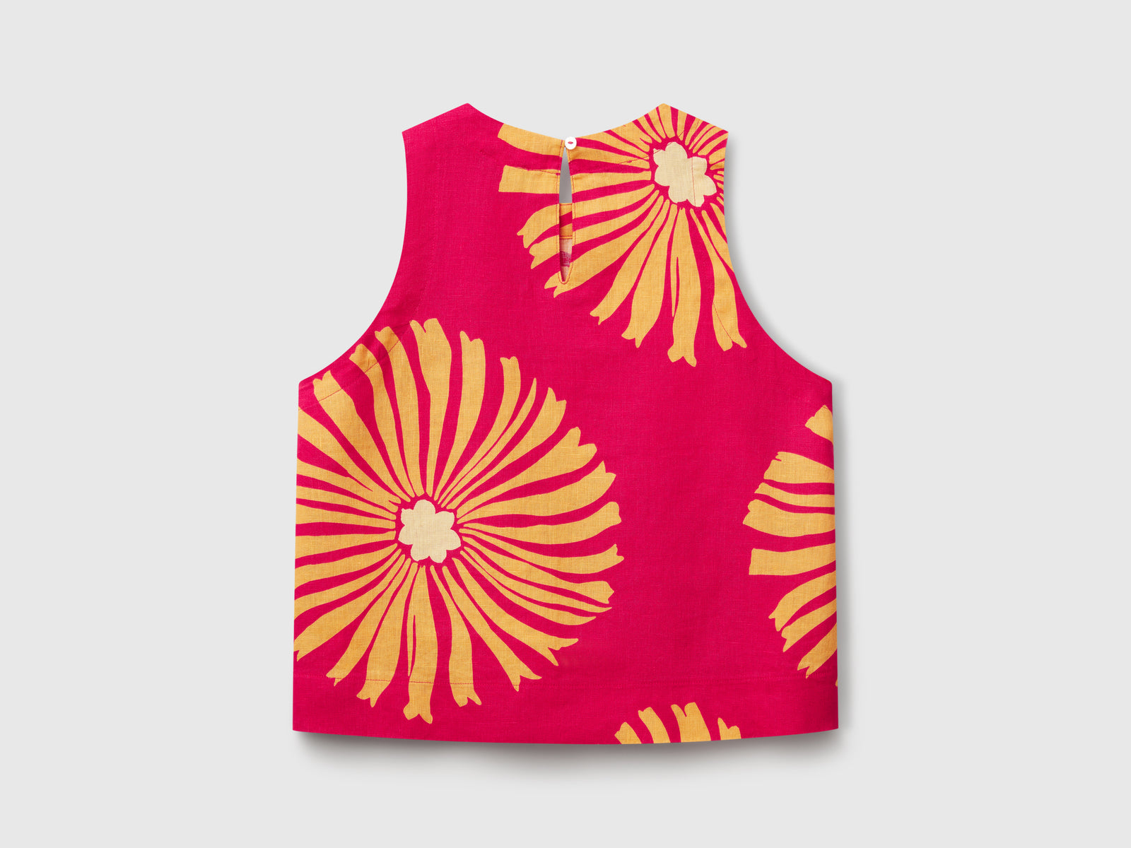 Printed top in pure linen da donna fucsia 2 | Benetton Outlet