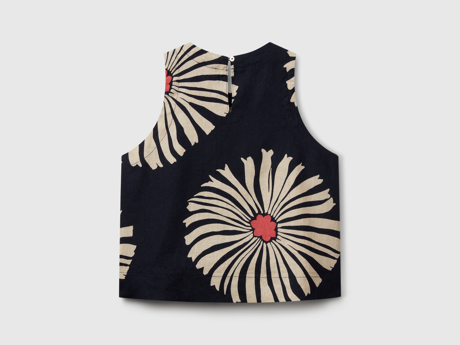 Printed top in pure linen da donna blu 2 | Benetton Outlet