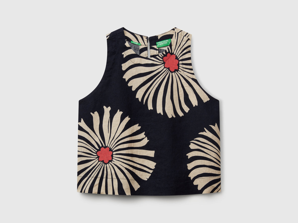 Printed top in pure linen