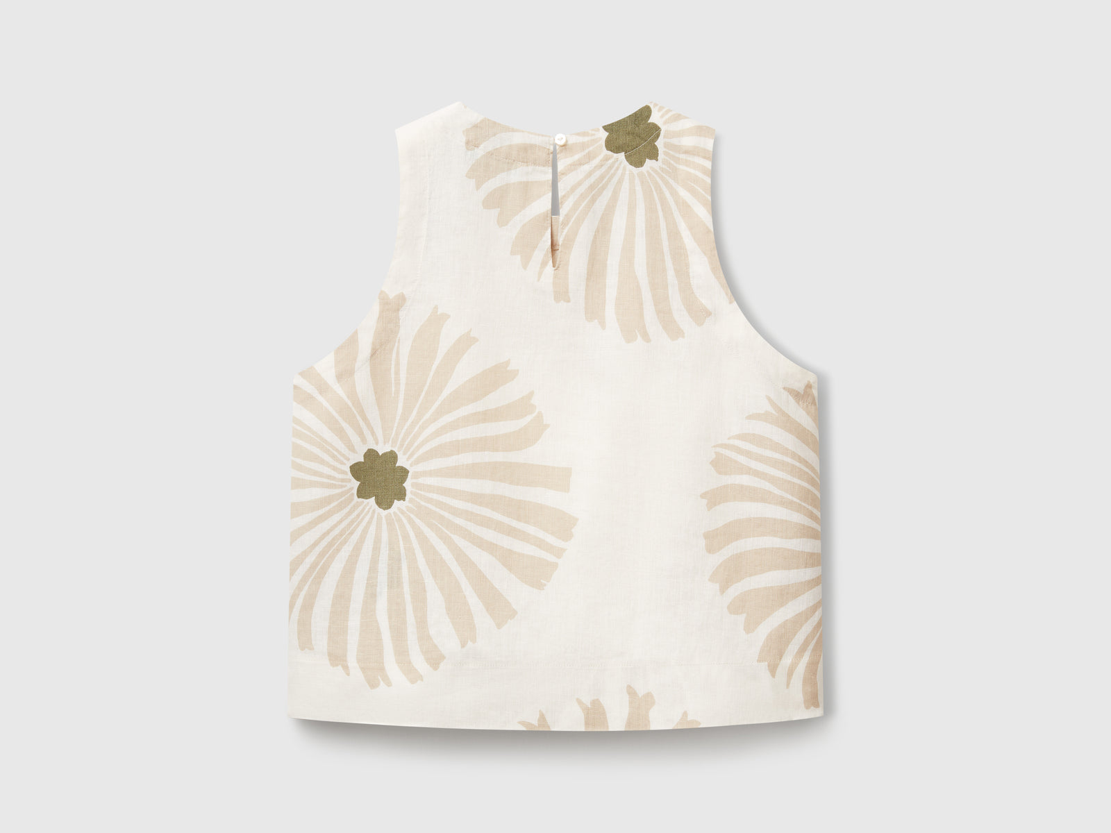 Top stampato in puro lino da donna bianco panna 2 | Benetton Outlet