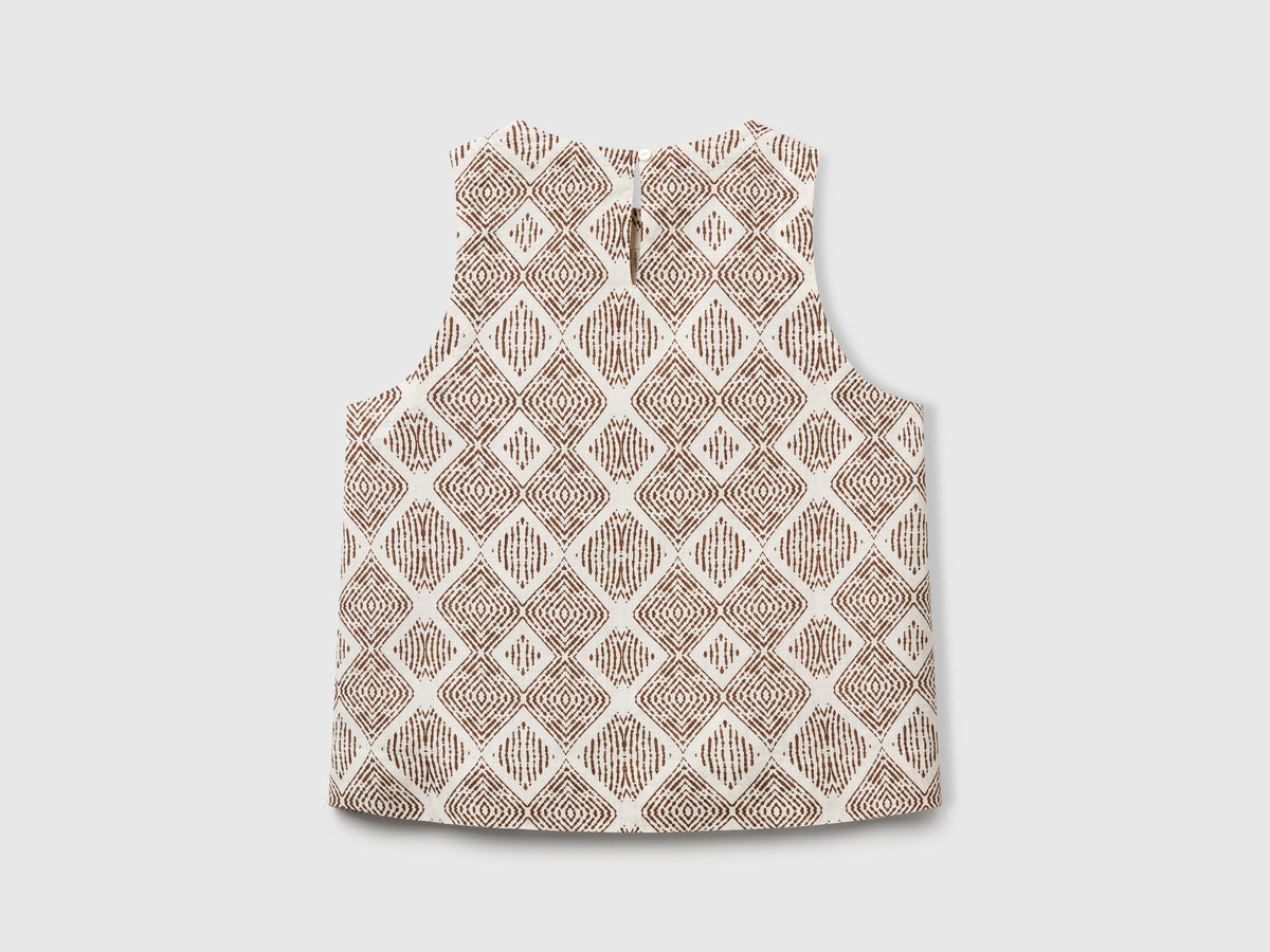 Printed top in pure linen